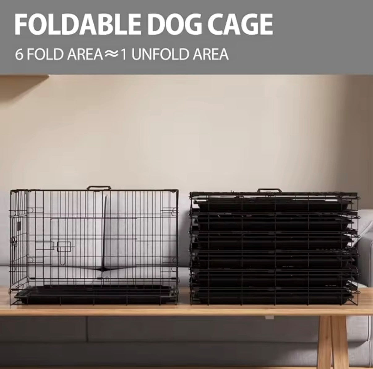 BRIEFNESS Portable Dog Cage Black Metal Tray