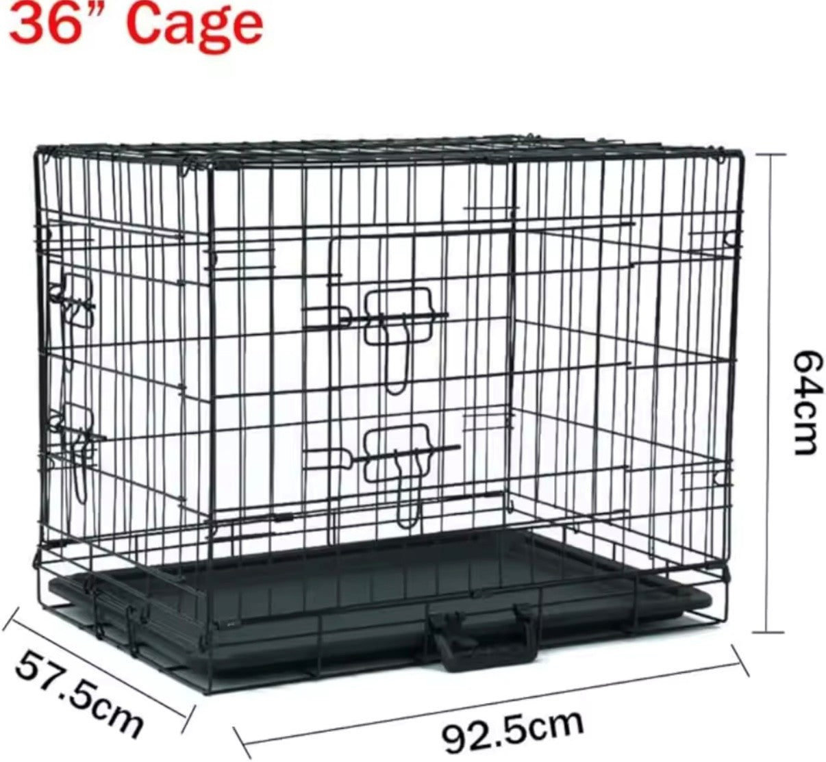BRIEFNESS Portable Dog Cage Black Metal Tray