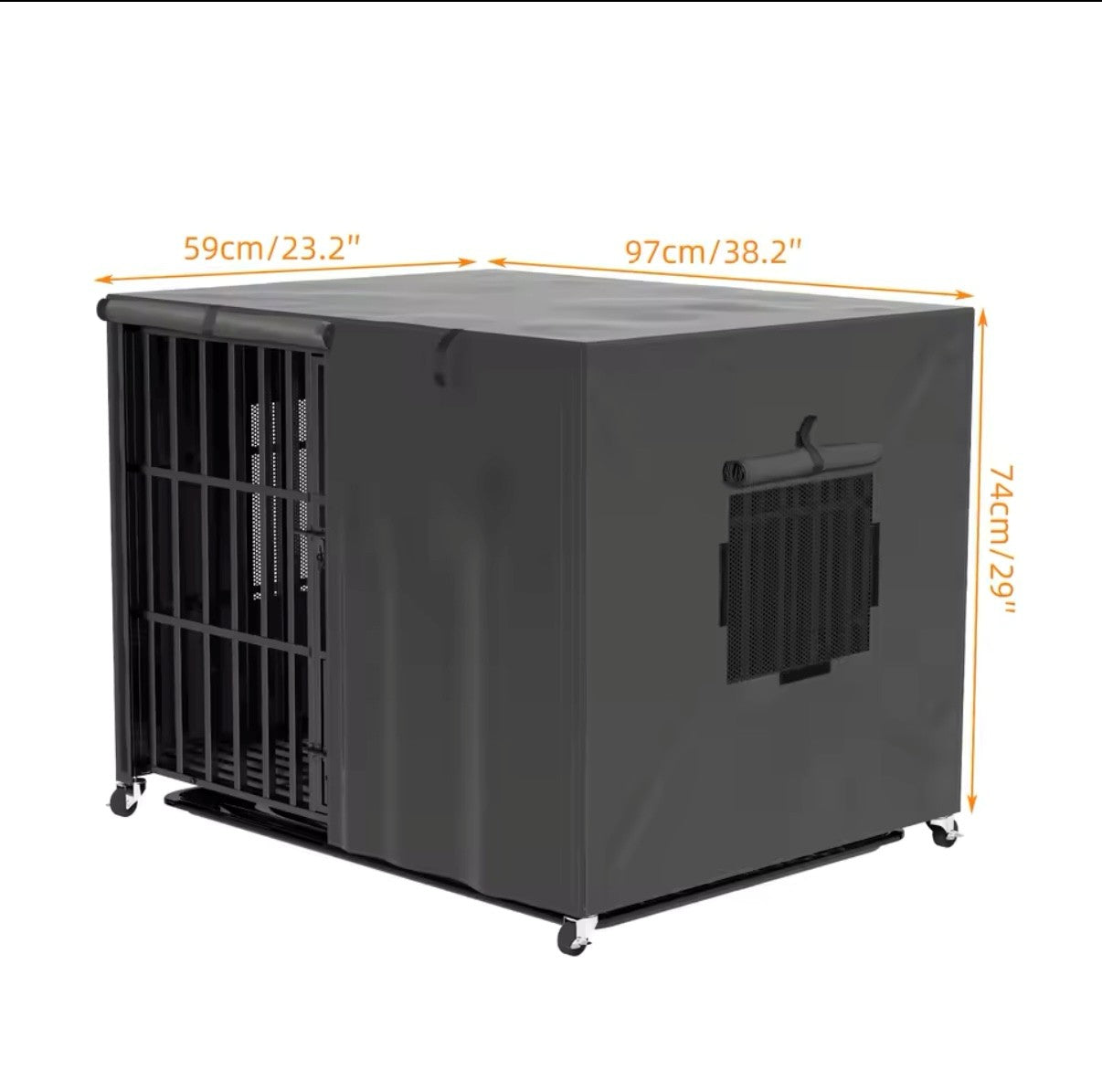 Heavy Duty Dog Crate with Waterproof Cover on Wheels