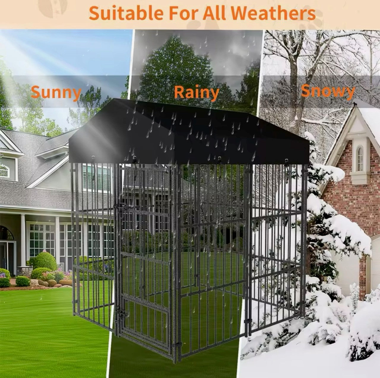 Dog Cage Heavy Duty Pet Run Enclosure Pet Playpen with Roof