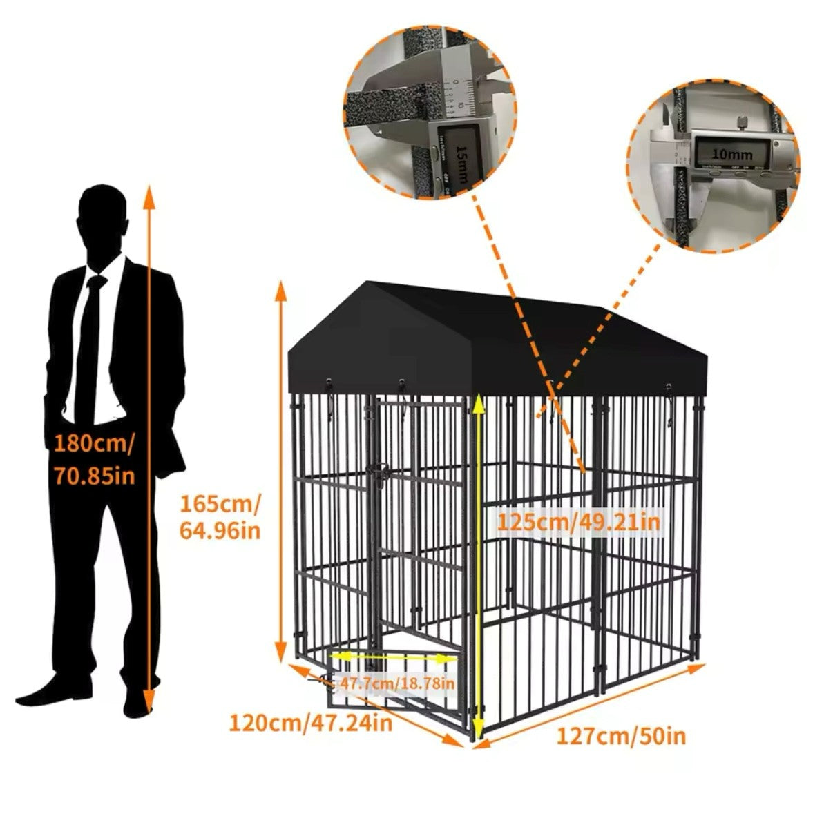Dog Cage Heavy Duty Pet Run Enclosure Pet Playpen with Roof