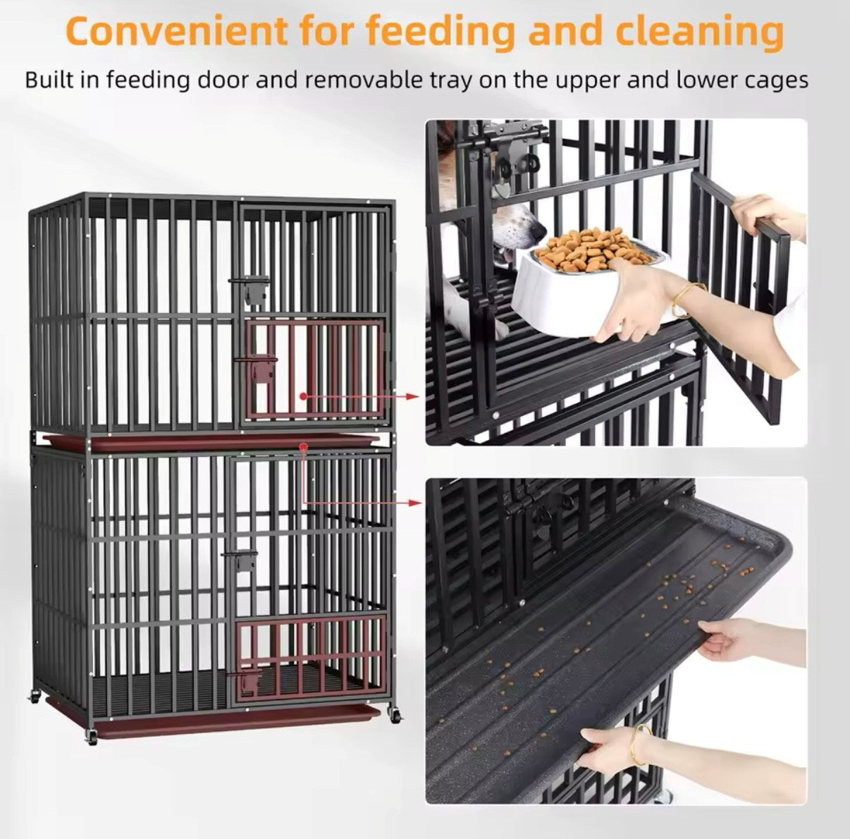 Oversized Stackable Dog Crate Heavy Duty Double Layer Dog Kennel