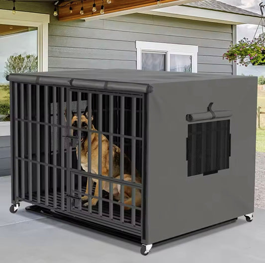 Heavy Duty Dog Crate with Waterproof Cover on Wheels