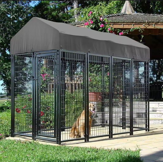 Dog Cage Heavy Duty Pet Run Enclosure Pet Playpen with Roof
