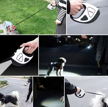 Retractable dog lead with LED light