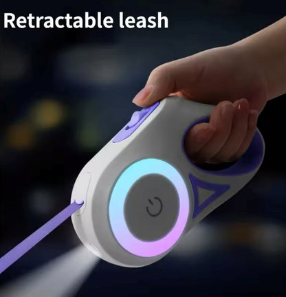 Automatic Retractable Dog Lead with Flashlight, Glowing at Night Dog Walking