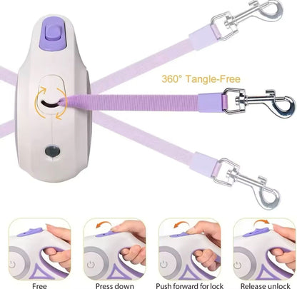 Automatic Retractable Dog Lead with Flashlight, Glowing at Night Dog Walking